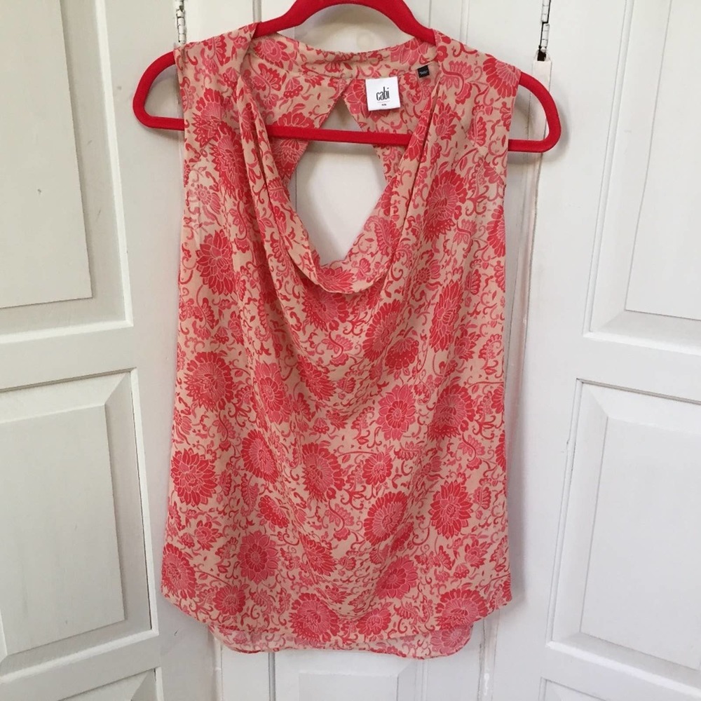 Cabi Drape Neck Floral Top